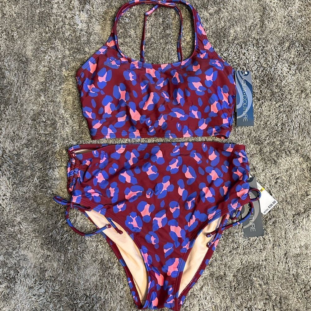 Women's Leopard Print High Waisted Bikini Set NWT Size Medium